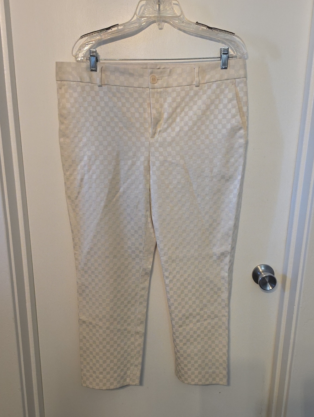 Banana Republic Ivory Check Cropped Ankle Pants